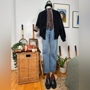 Vintage LE CHATEAU Suede Leather Bomber Jacket – Size L